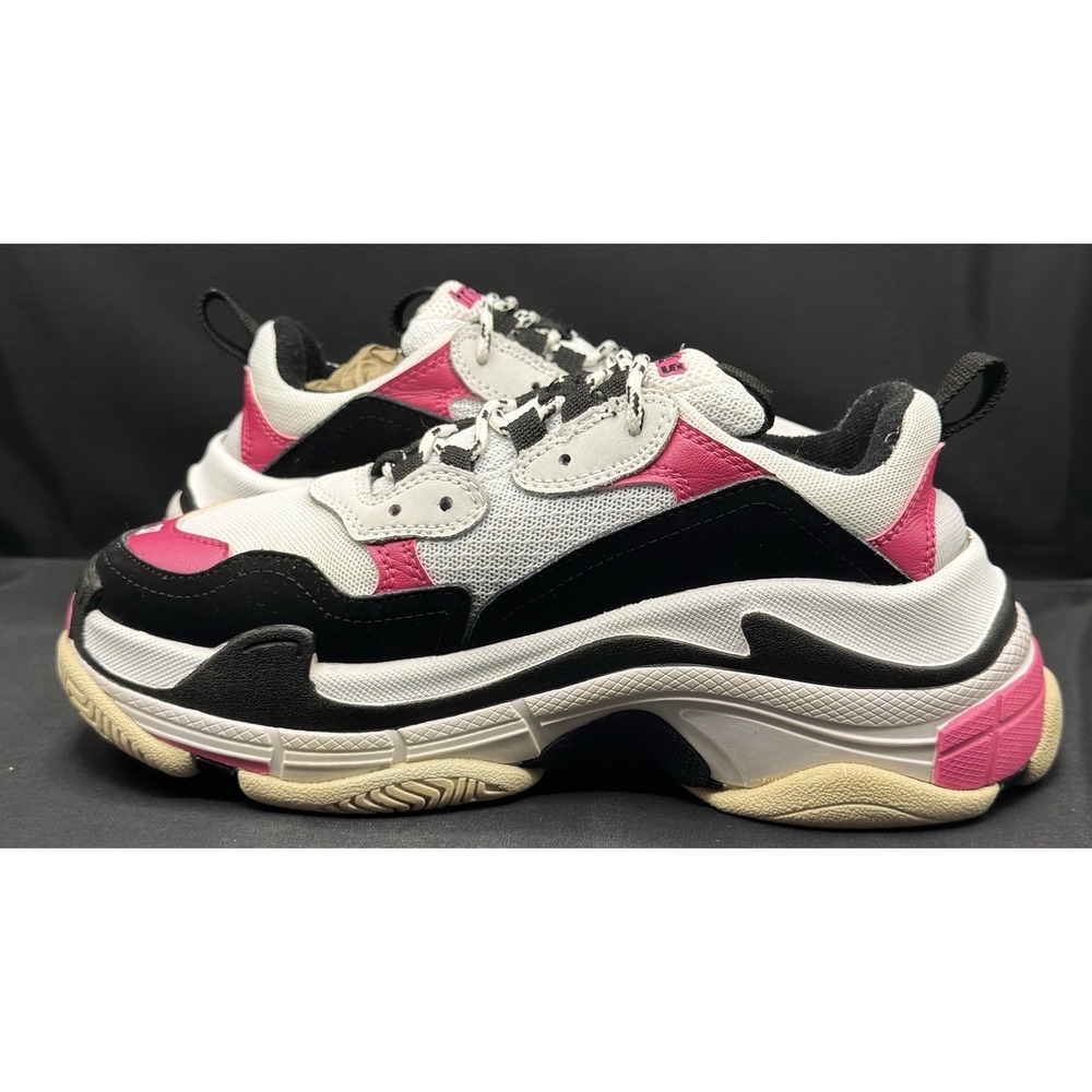 Balenciaga Triple S Sneakers White Black Pink Chunky Dad Shoes Size 37 - Picture 3 of 9